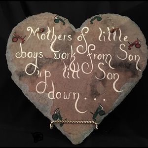 Handmade Slate Heart ‘Mother/Sons’ Sign